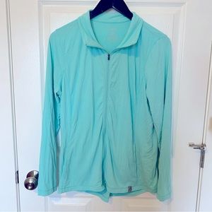 Turquoise LL Bean zip sweater